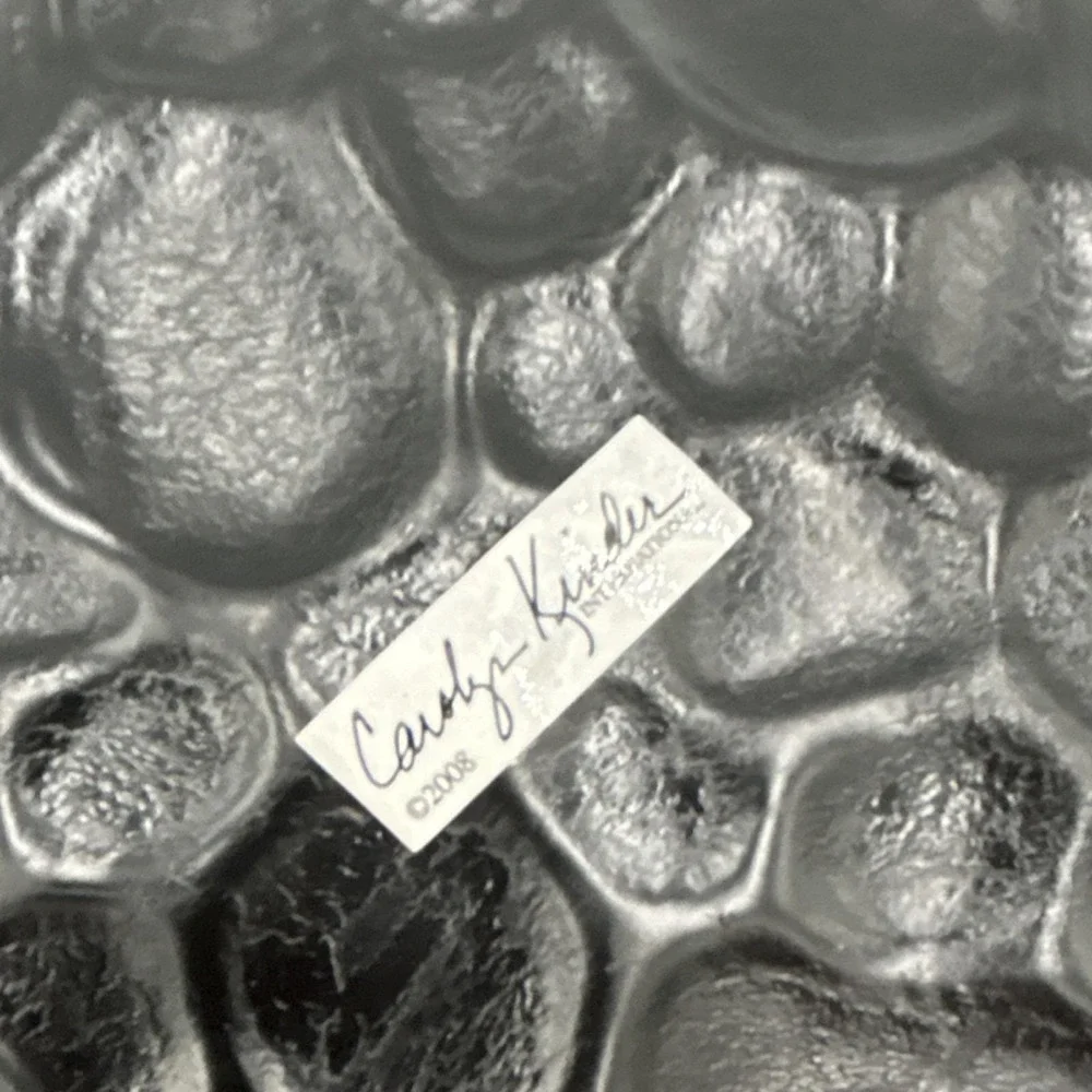 Carolyn Kinder metal Tray, Rectangular, Pebble Pattern, Brown Green, Glossy